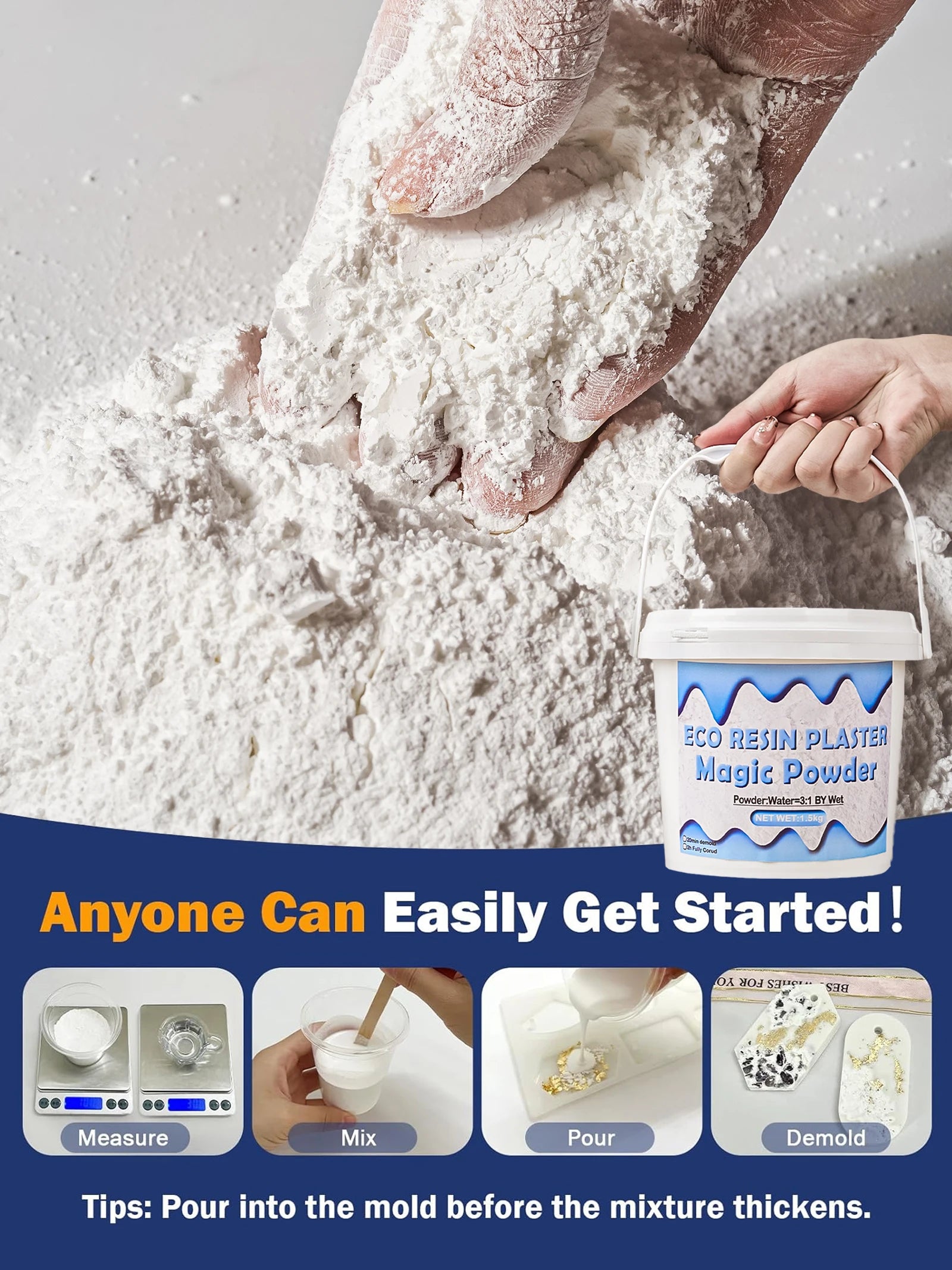 500/1000/1500g Resin Casting Powders High Density White