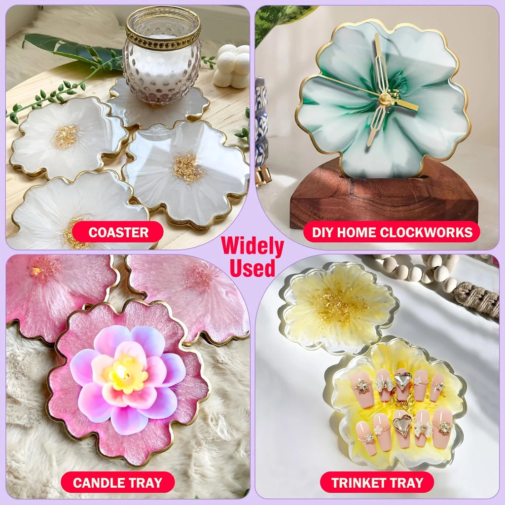 4pc- 4.7-inch flower-shaped coaster resin mold, suitable for