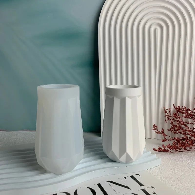 Faceted Vase Silicone Mold Concrete Flower Vase Mold