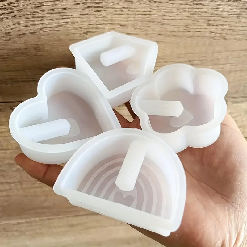 Mini Silicone Vase Molds-Heart,Flower,Rainbow House Shapes