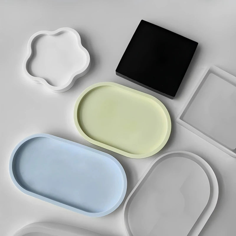 Tray Dish Mold Round Square Rectangle Coaster Silicone Mold