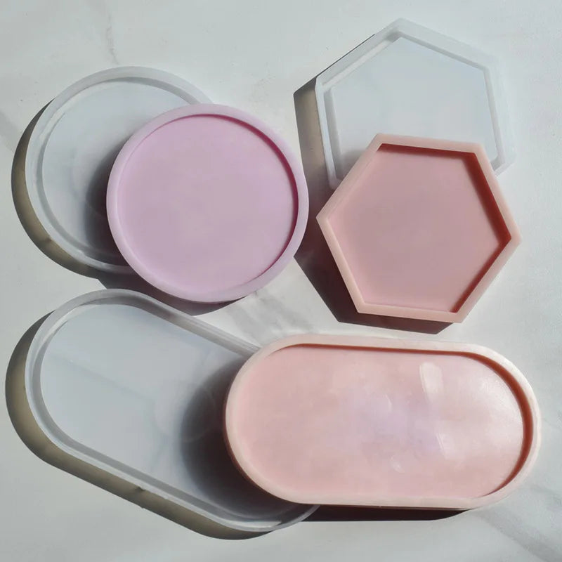 Tray Dish Mold Round Square Rectangle Coaster Silicone Mold