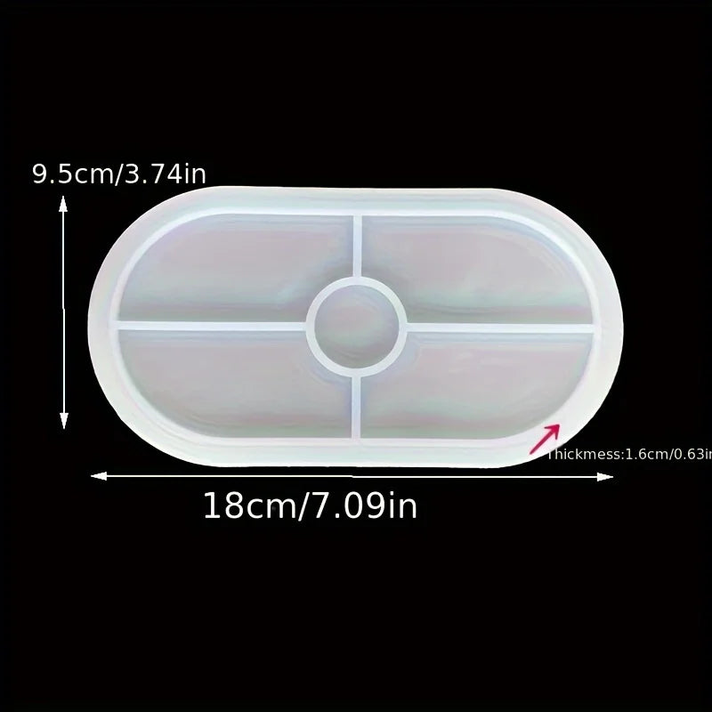 3pcs Oval Heart-Shaped Tray & Cylindrical Storage Jar Silicone Mold