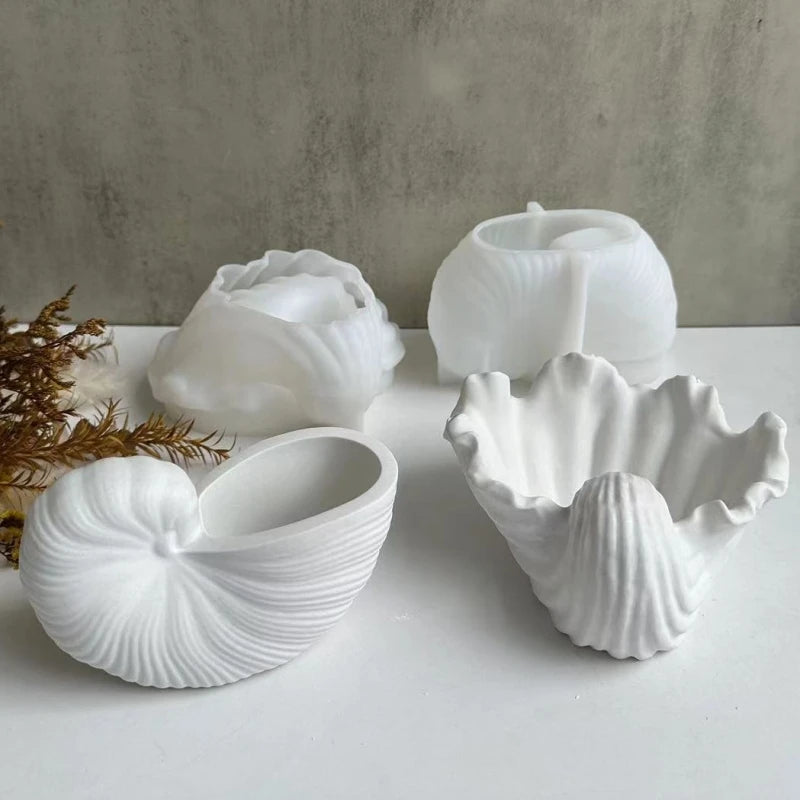 Large Shell Conch Shape Plaster Tray Silicone Molds Cement