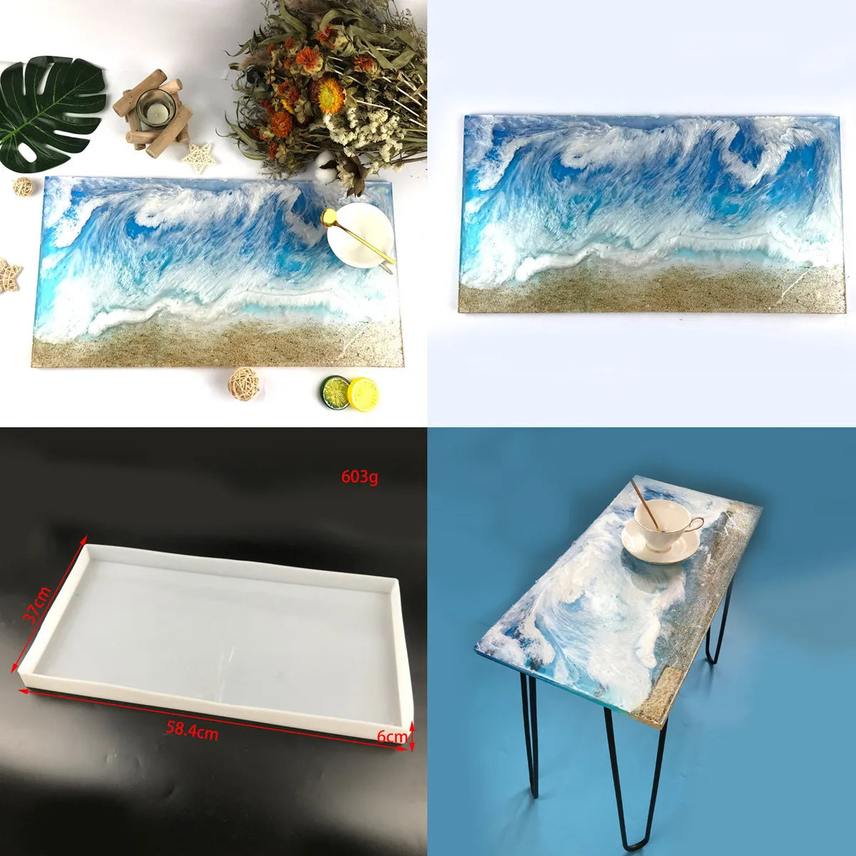 Rectangle Table Top Resin Tray Mold Silicone Coasters Tray