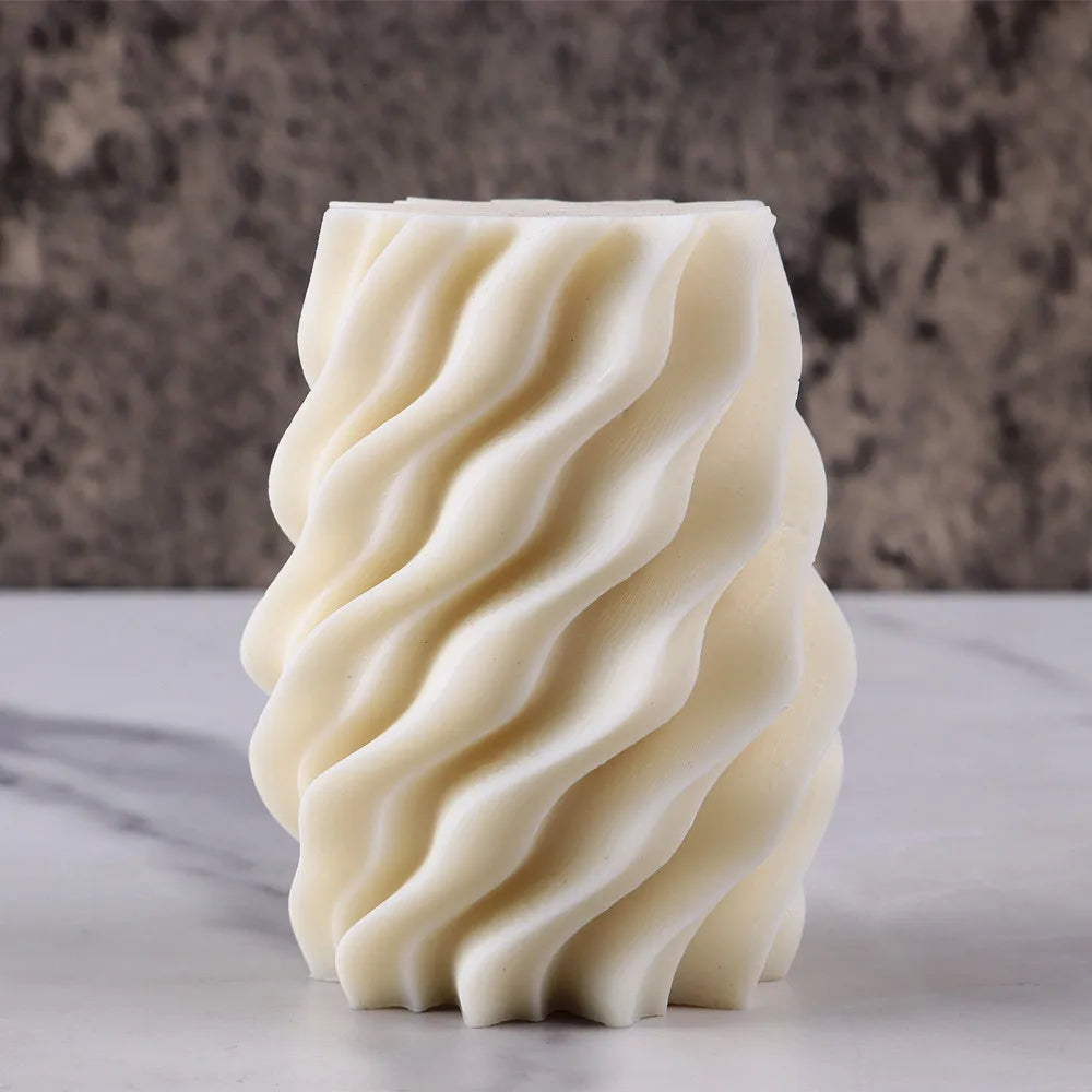 Irregular Waved Twirl Spiral Silicone Candle Mold Geometric