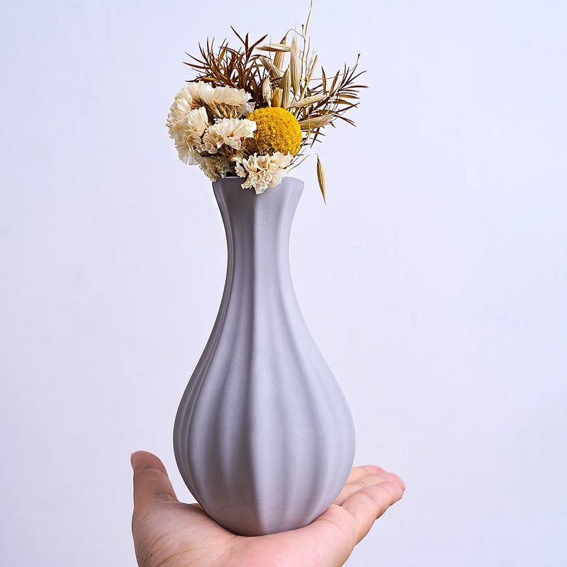 Stripe Fine Neck Mouth Vase Silicone Mold Simple Ceramic