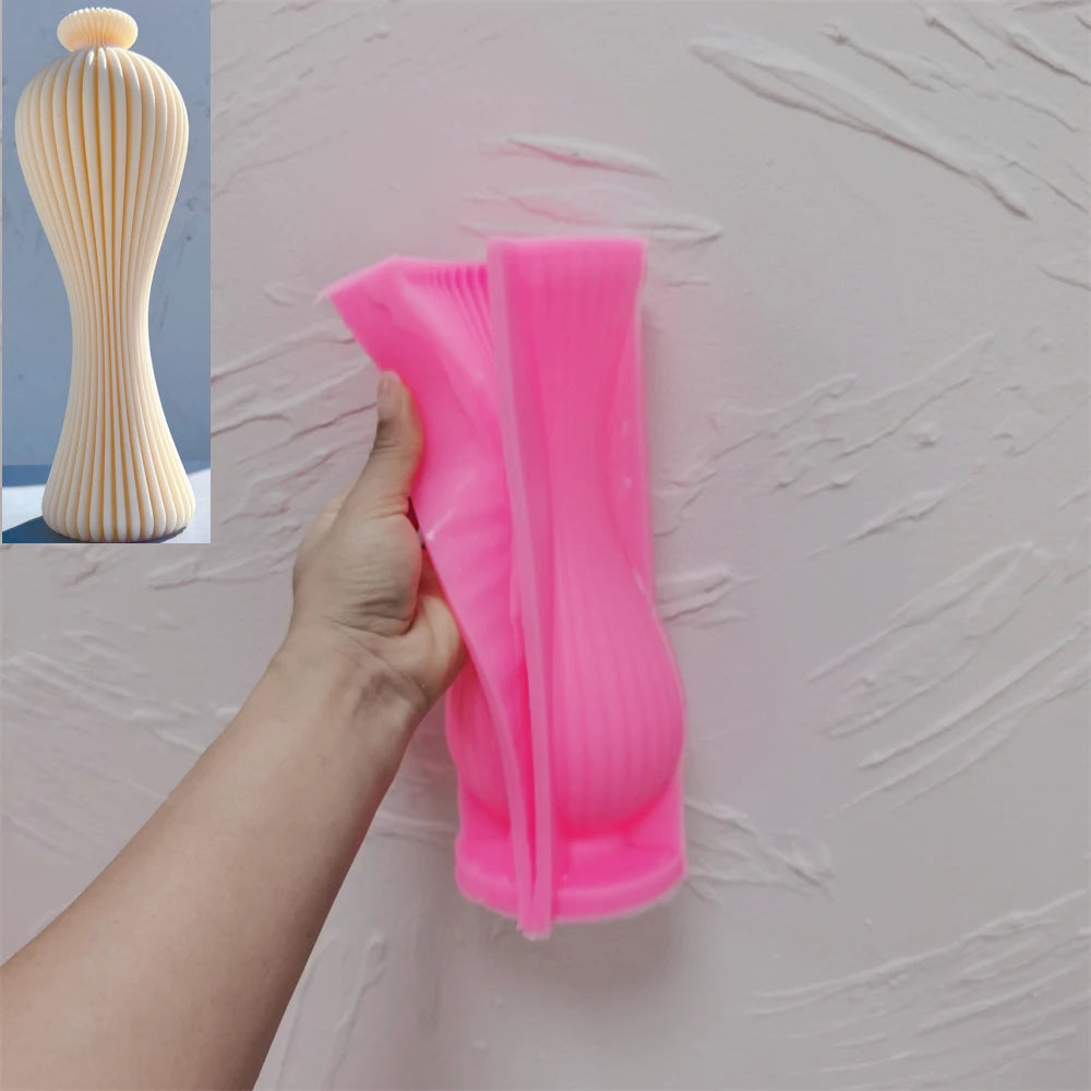 Ribbed Vase Candle Mold Aesthetic Silicone Mould Geometric