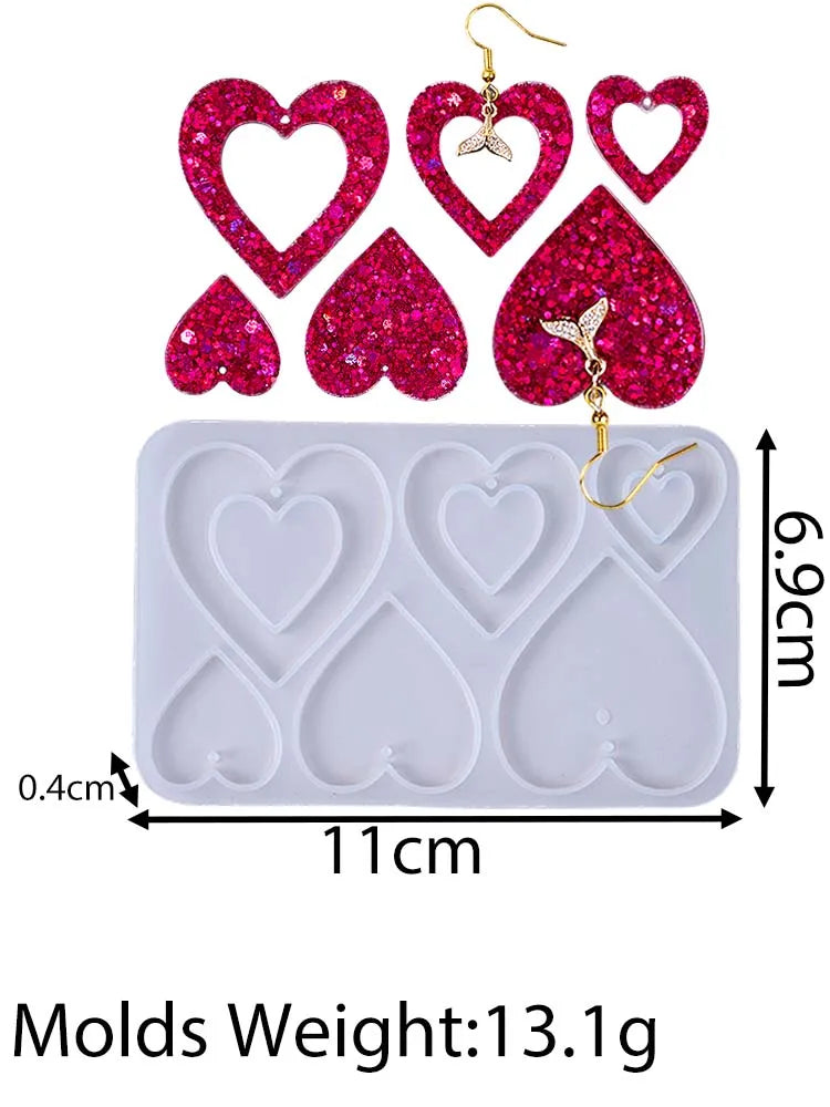 Heart Shape Earring Pendant Silicone Mold Love Series