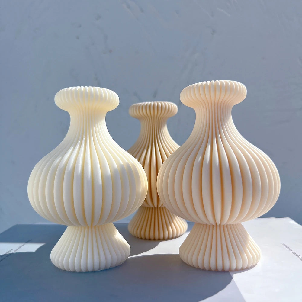 Ribbed Vase Candle Mold Aesthetic Silicone Mould Geometric
