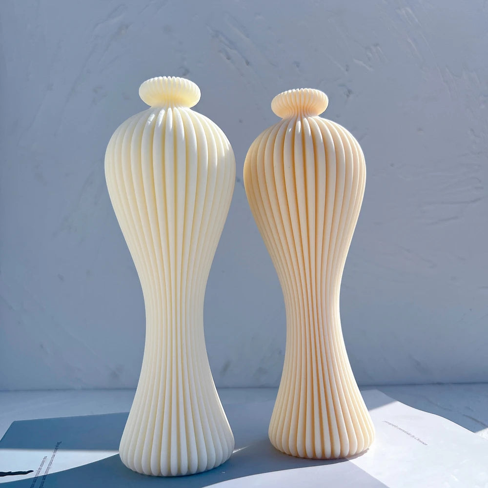 Ribbed Vase Candle Mold Aesthetic Silicone Mould Geometric
