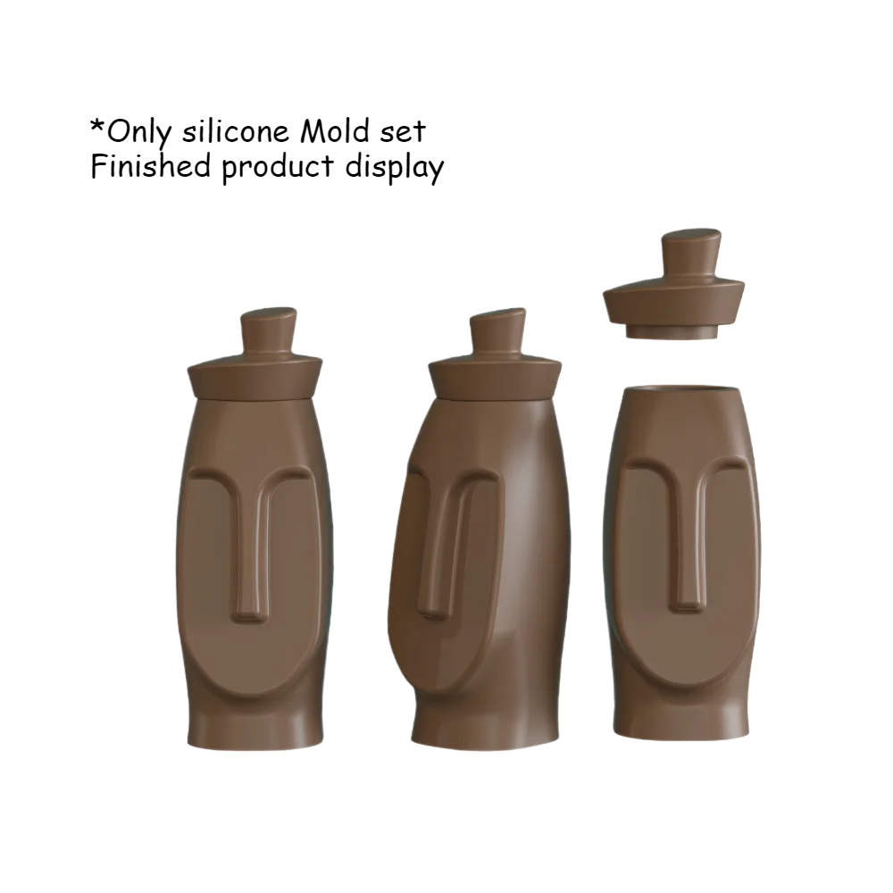 Creative Geometric Face Silicone Mold 2-in-1 Vase Storage