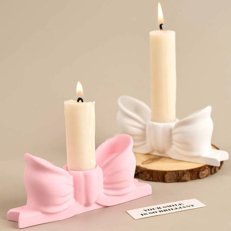 3D Bow Candle Holder Silicone Mold Bowtie Candlestick