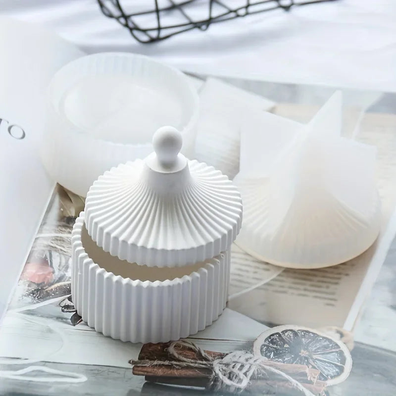3pcs Oval Heart-Shaped Tray & Cylindrical Storage Jar Silicone Mold
