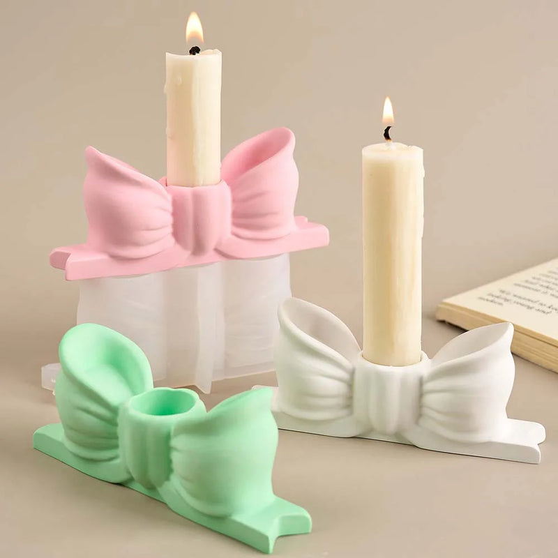 3D Bow Candle Holder Silicone Mold Bowtie Candlestick
