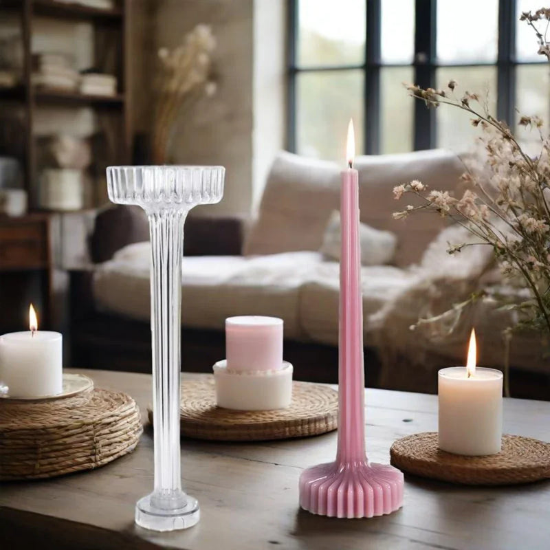 Elegant Stripe Vase Candle Mold Sculptural Pillar Candles