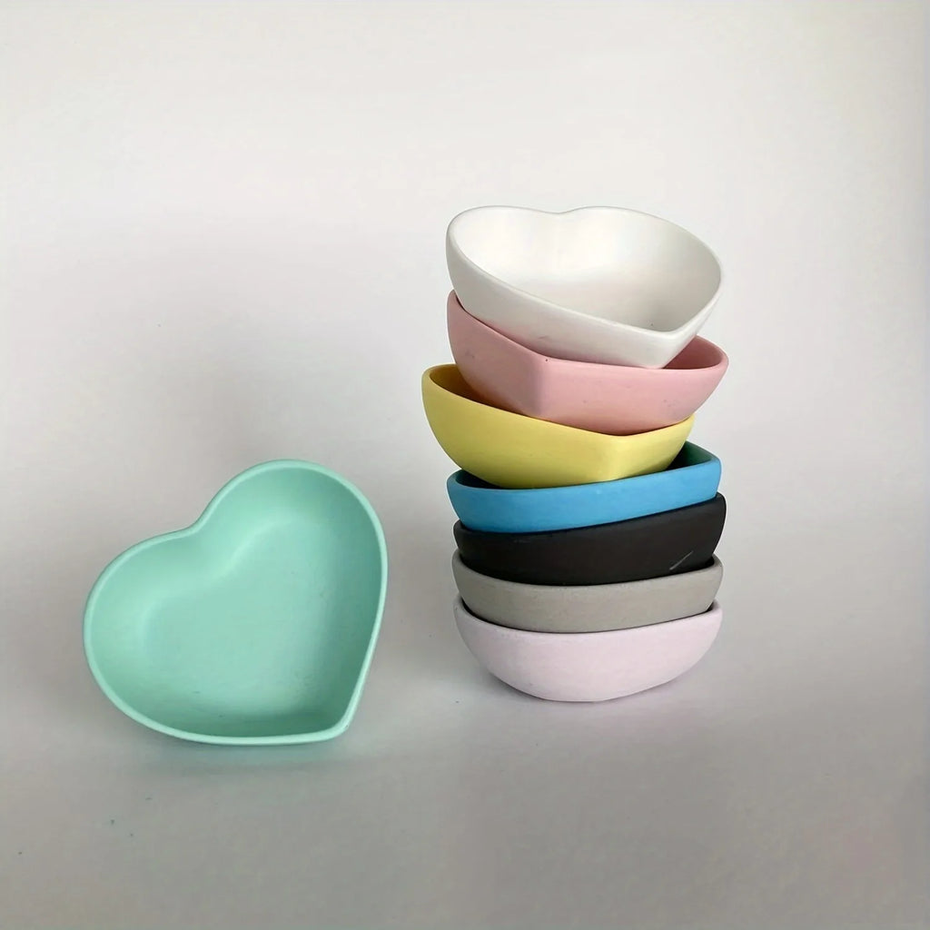 3pcs Oval Heart-Shaped Tray & Cylindrical Storage Jar Silicone Mold