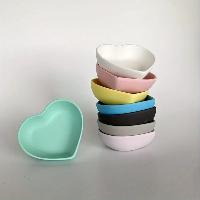3pcs Oval Heart-Shaped Tray & Cylindrical Storage Jar Silicone Mold