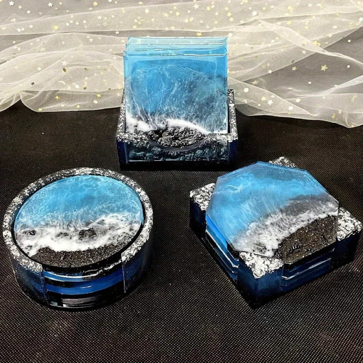 Set of 3 Thick Square Octagon Round Coaster Molds with