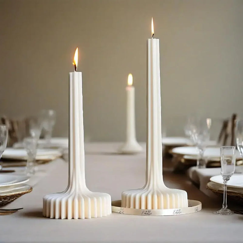 Elegant Stripe Vase Candle Mold Sculptural Pillar Candles