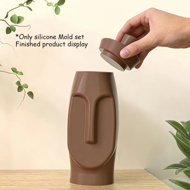 Creative Geometric Face Silicone Mold 2-in-1 Vase Storage