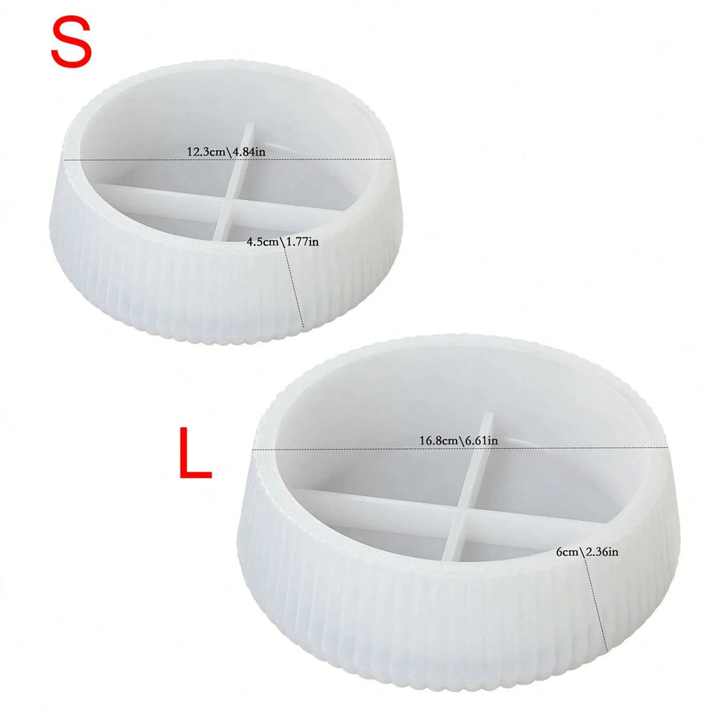 1pc Oversized Round Striped Storage Bowl Silicone Mold