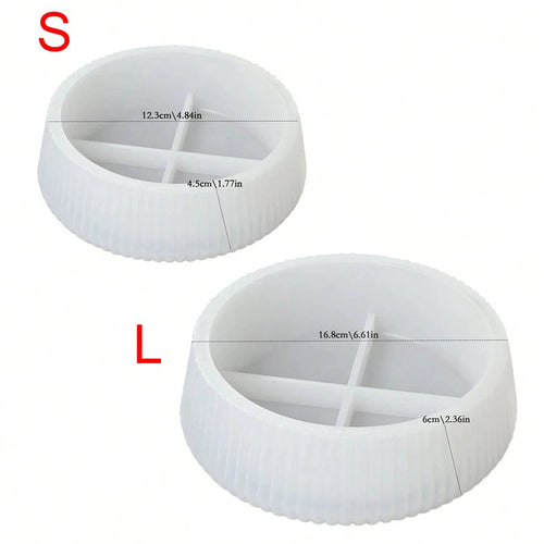 1pc Oversized Round Striped Storage Bowl Silicone Mold
