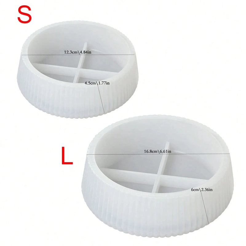 1pc Oversized Round Striped Storage Bowl Silicone Mold