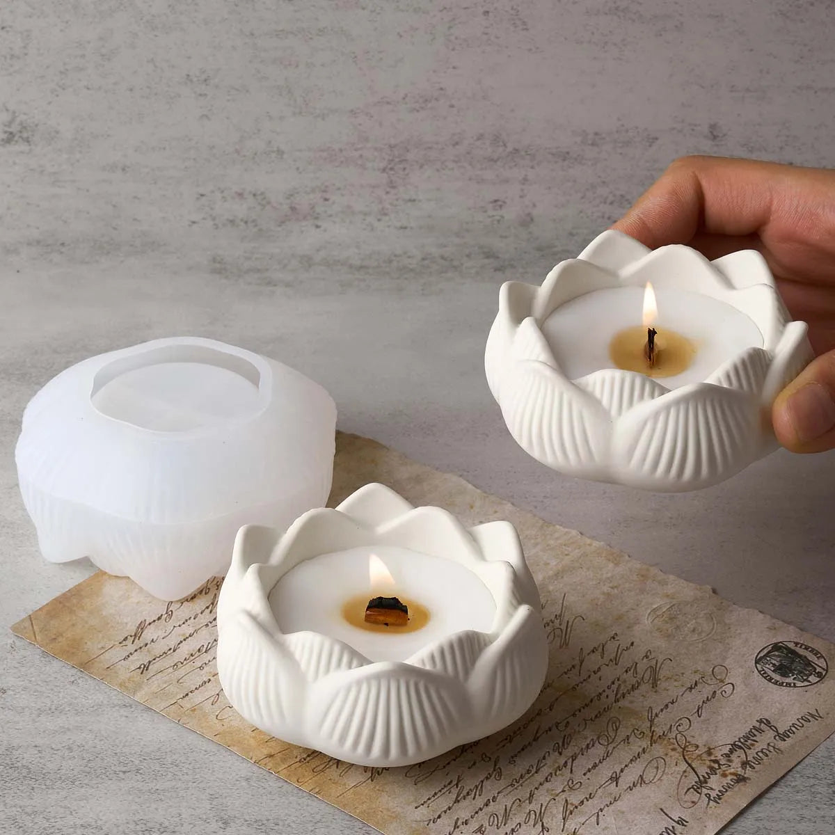 Lotus Candlestick Silicone Mold