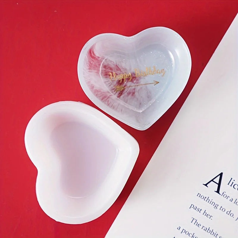3pcs Oval Heart-Shaped Tray & Cylindrical Storage Jar Silicone Mold