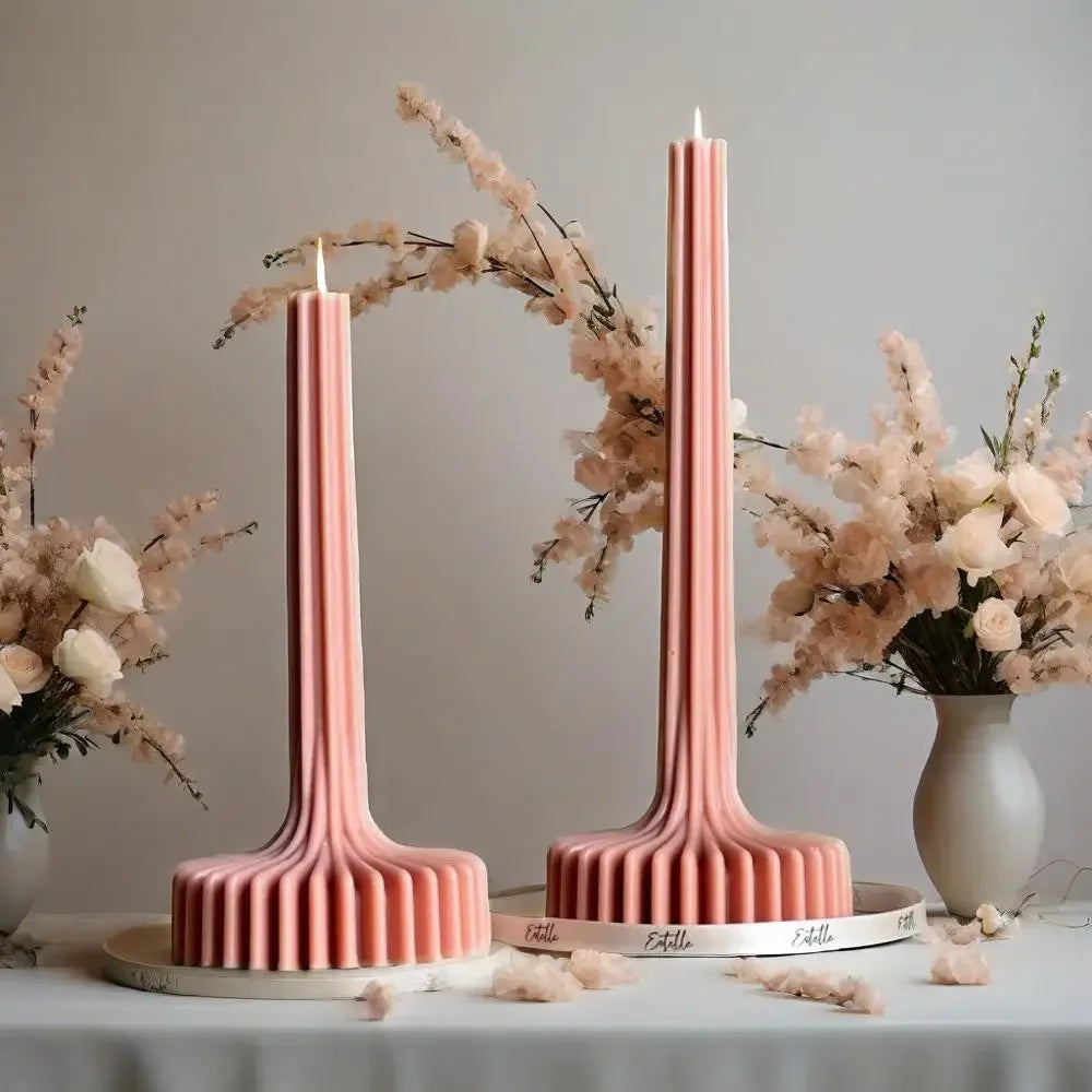 Elegant Stripe Vase Candle Mold Sculptural Pillar Candles
