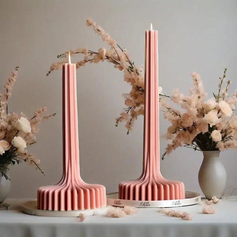 Elegant Stripe Vase Candle Mold Sculptural Pillar Candles