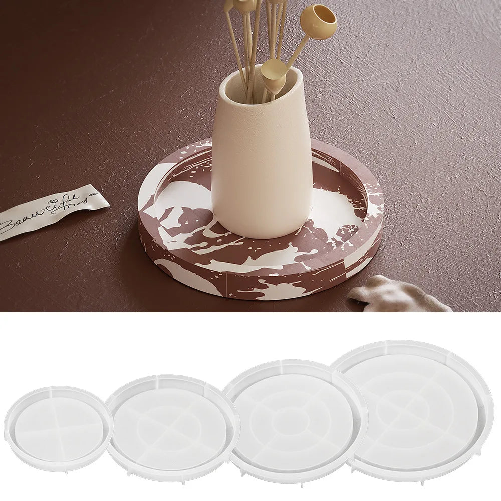 Rolling Tray Mold Resin Large Round Serving Tray Mold with