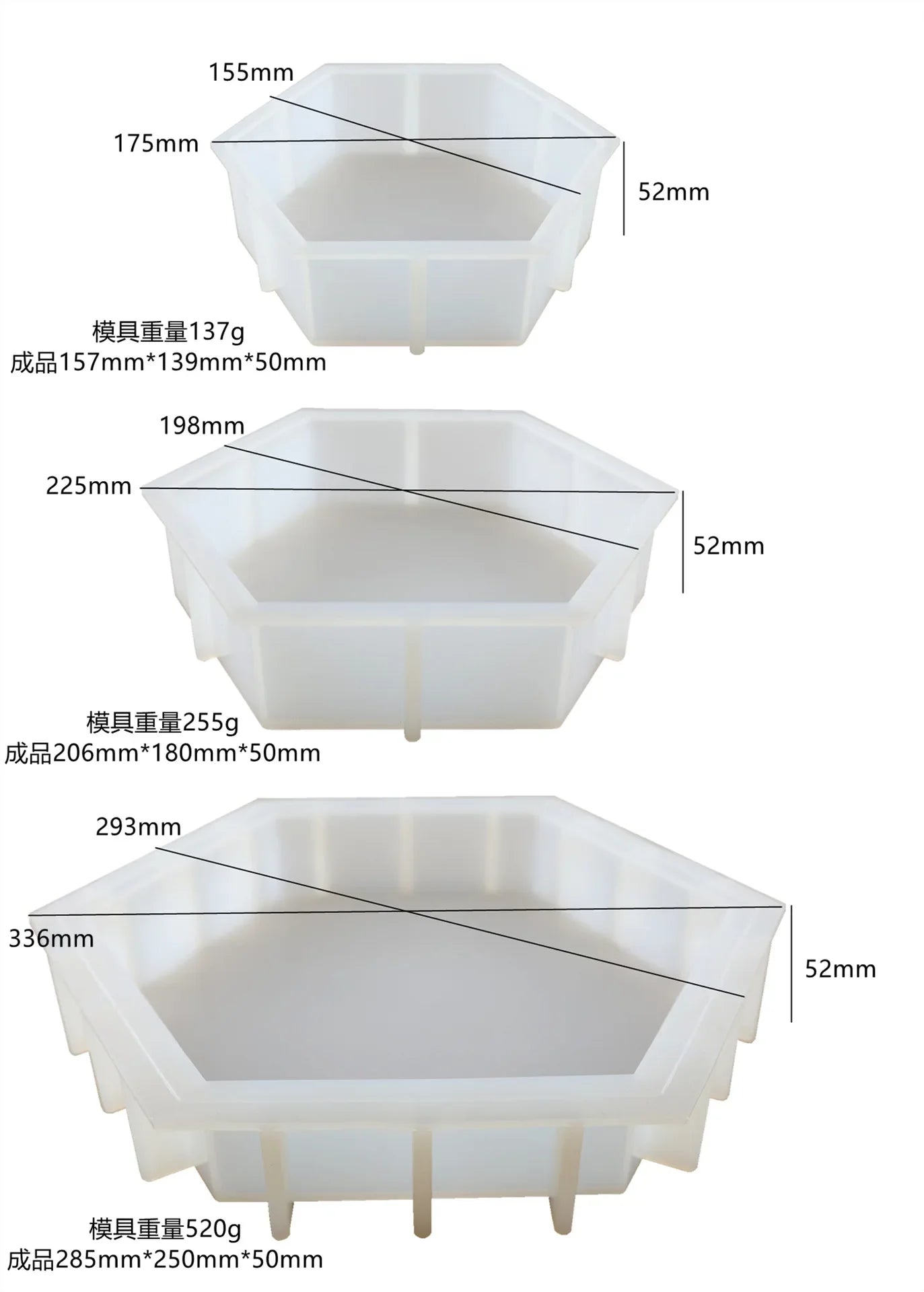 Hexagon Coaster Mold Set (4pc)