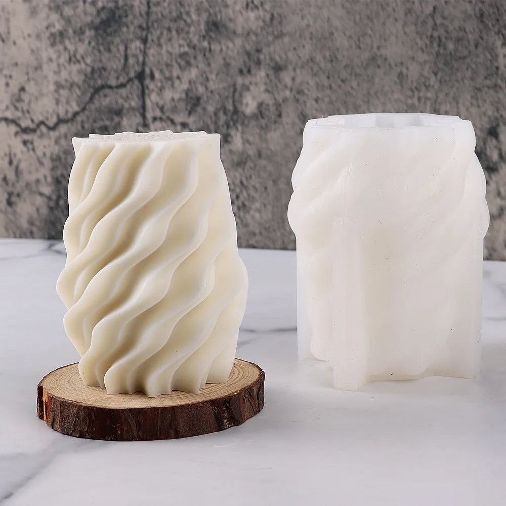 Irregular Waved Twirl Spiral Silicone Candle Mold Geometric