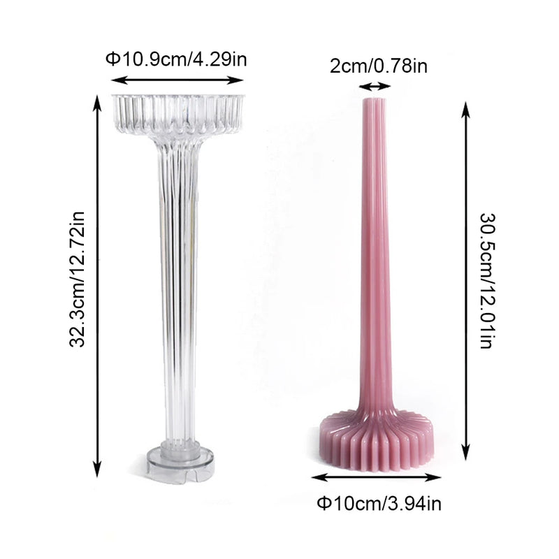 Elegant Stripe Vase Candle Mold Sculptural Pillar Candles