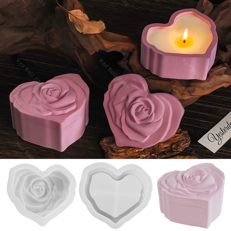 Relief Rose Flower Storage Box Silicone Mold
