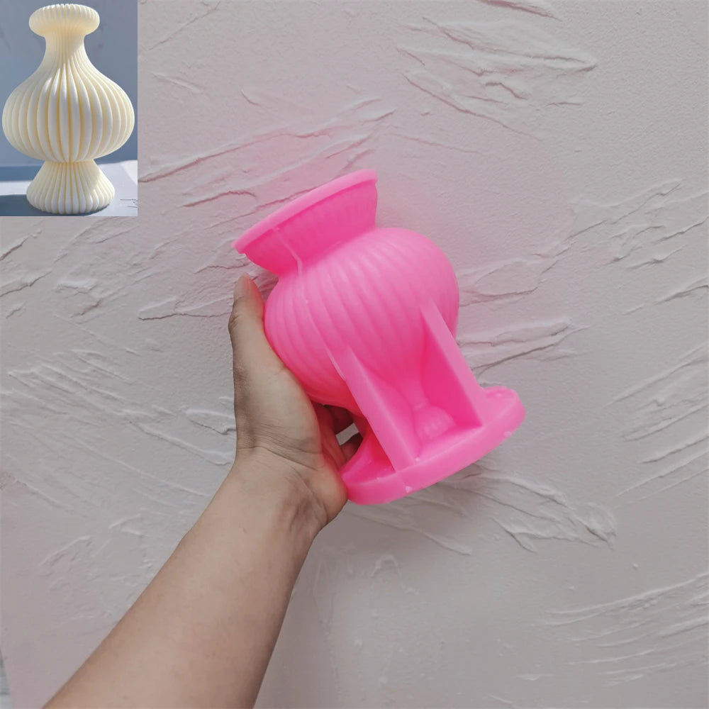 Ribbed Vase Candle Mold Aesthetic Silicone Mould Geometric