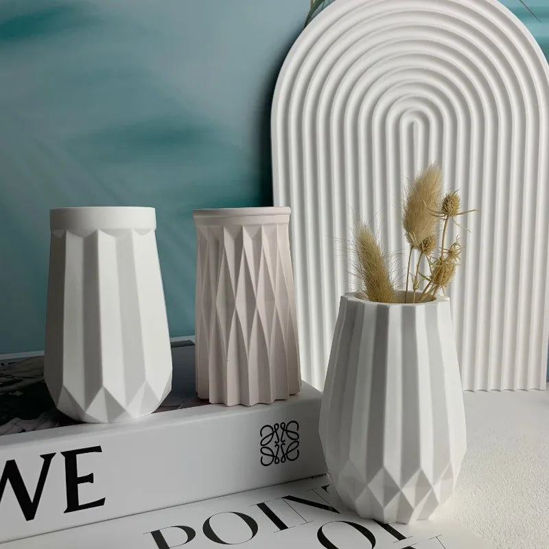 Faceted Vase Silicone Mold Concrete Flower Vase Mold