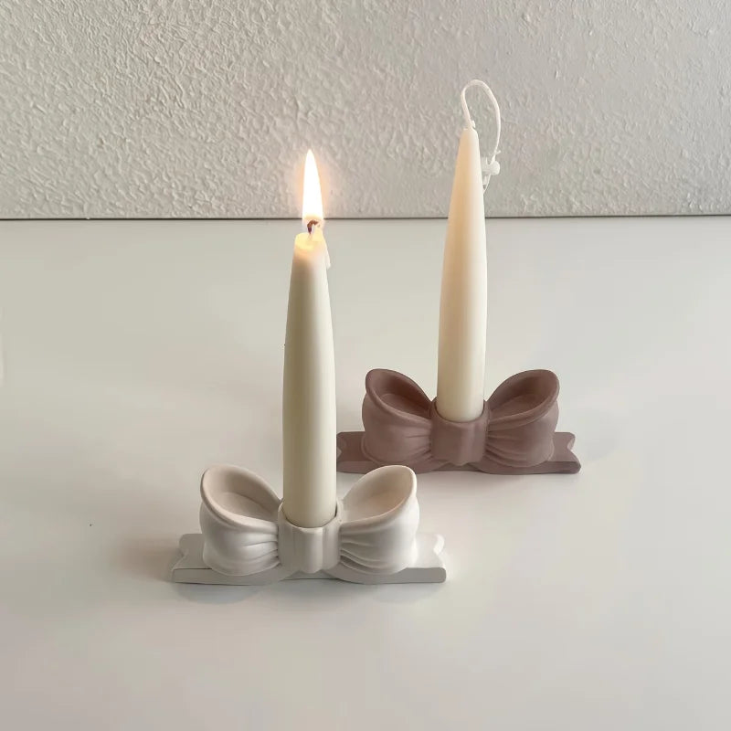 3D Bow Candle Holder Silicone Mold Bowtie Candlestick