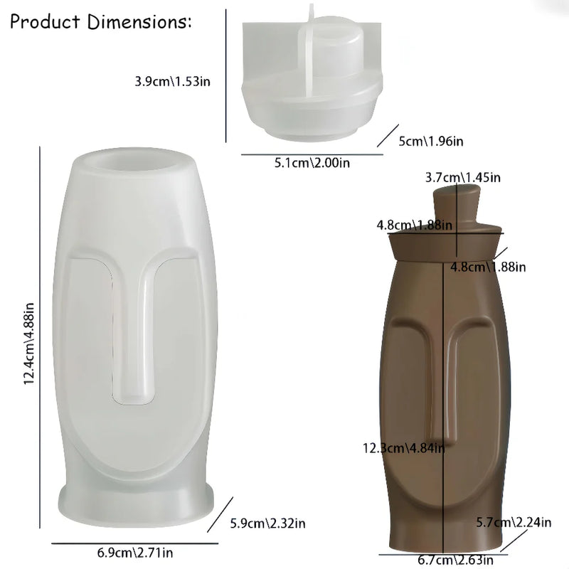 Creative Geometric Face Silicone Mold 2-in-1 Vase Storage