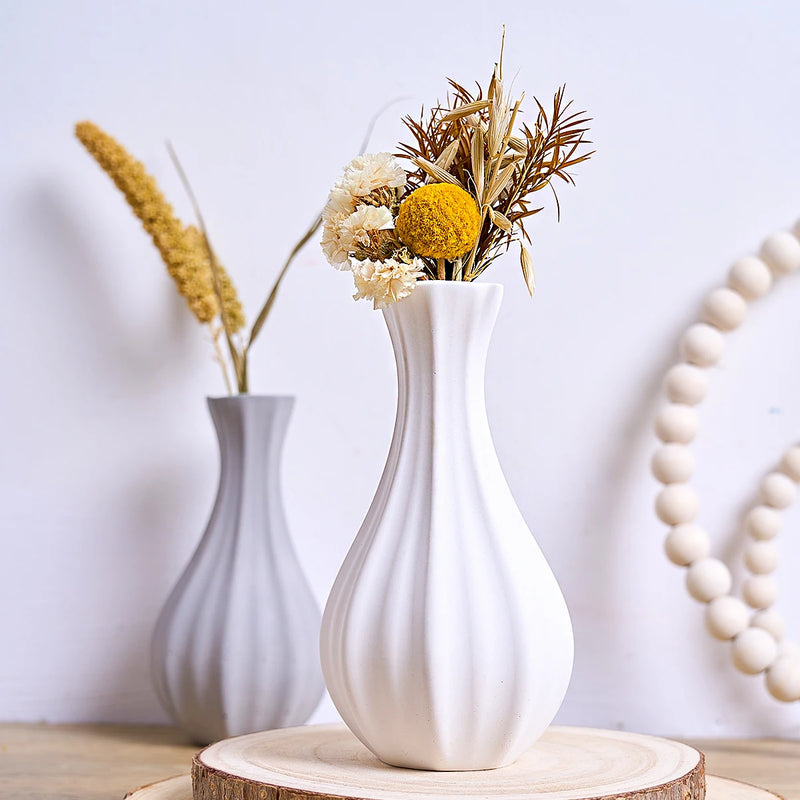 Stripe Fine Neck Mouth Vase Silicone Mold Simple Ceramic