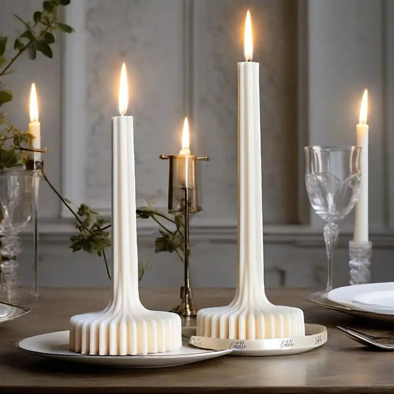 Elegant Stripe Vase Candle Mold Sculptural Pillar Candles