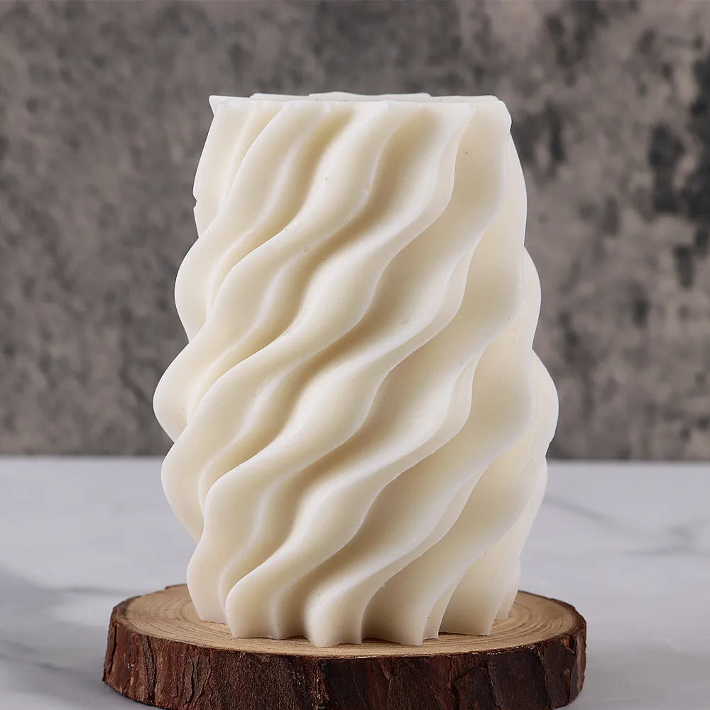 Irregular Waved Twirl Spiral Silicone Candle Mold Geometric