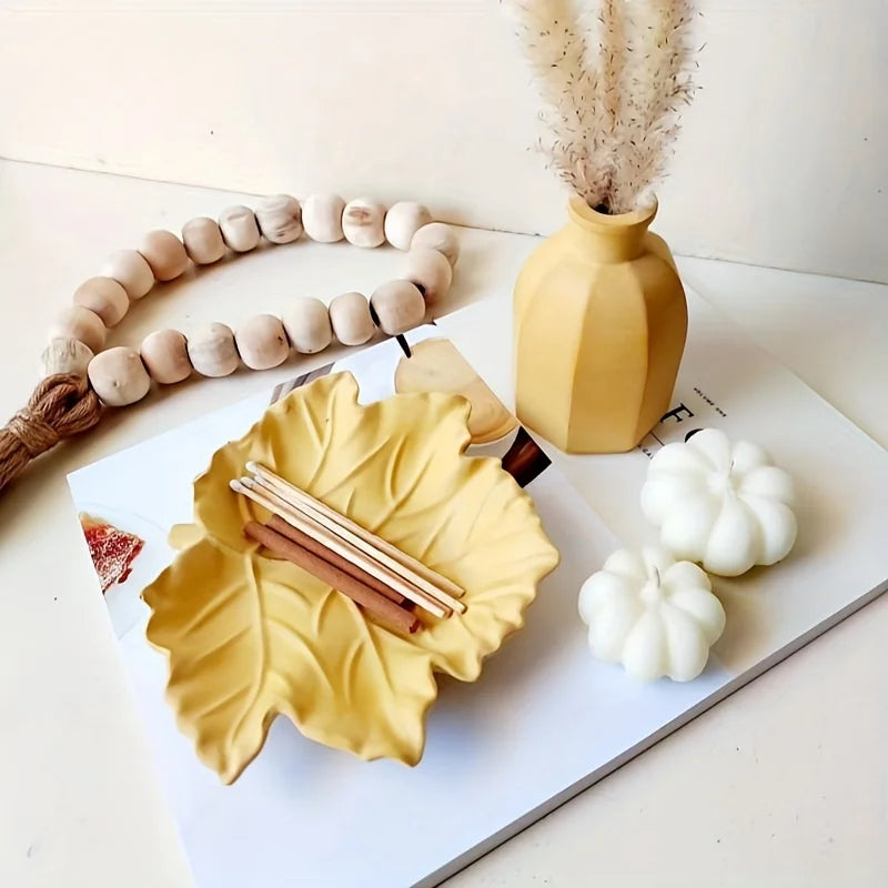 Mustard maple leaf tray cast with matches