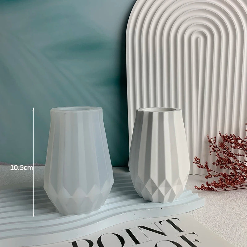 Faceted Vase Silicone Mold Concrete Flower Vase Mold