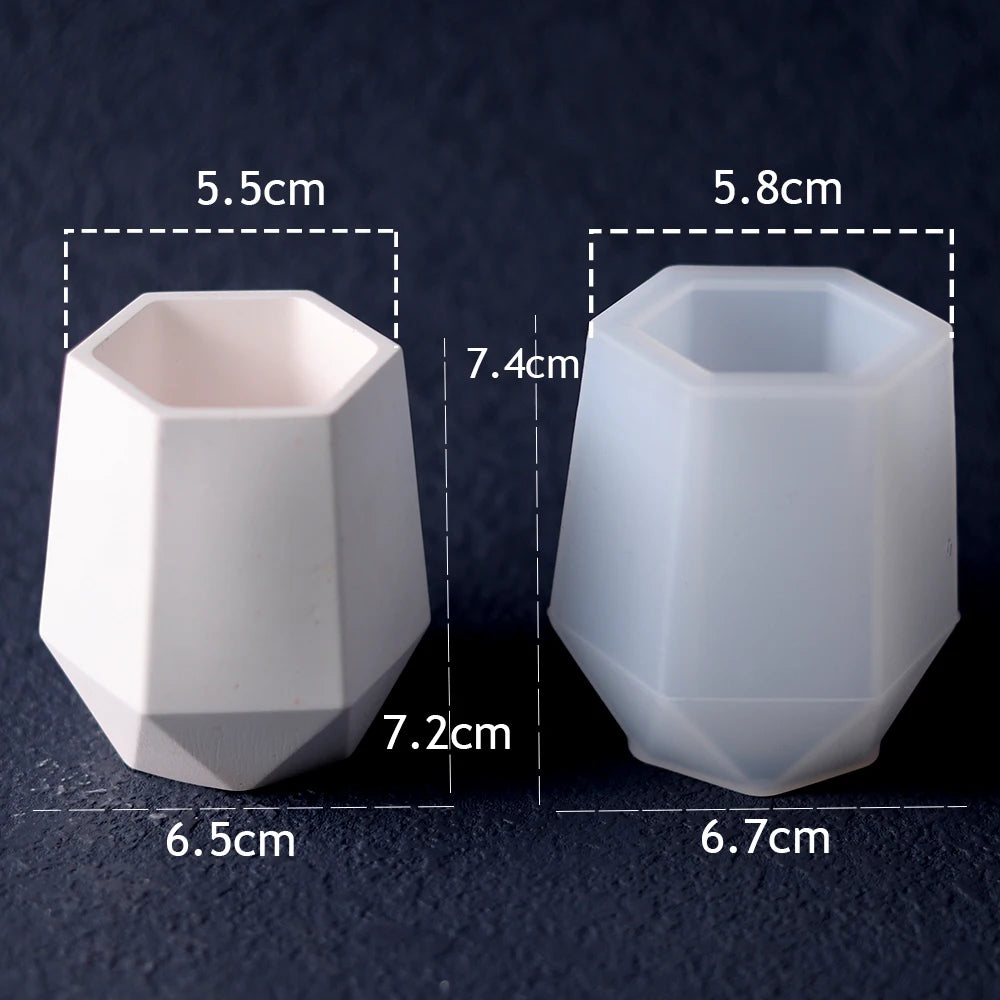 Small Hexagon Vase Silicone Mold