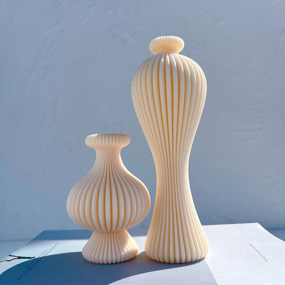 Ribbed Vase Candle Mold Aesthetic Silicone Mould Geometric