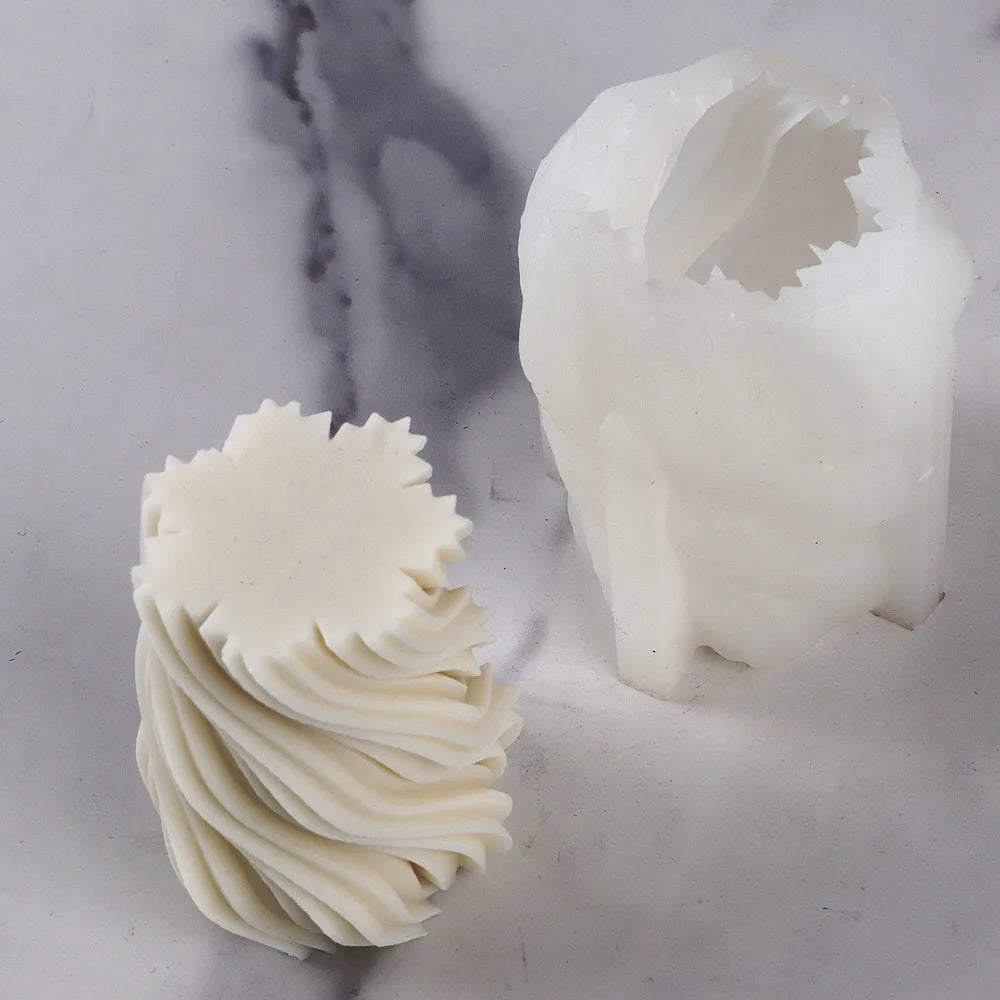 Irregular Waved Twirl Spiral Silicone Candle Mold Geometric
