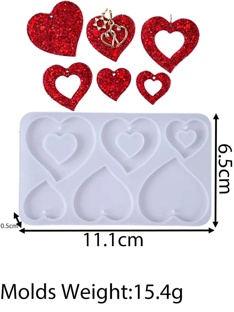 Heart Shape Earring Pendant Silicone Mold Love Series